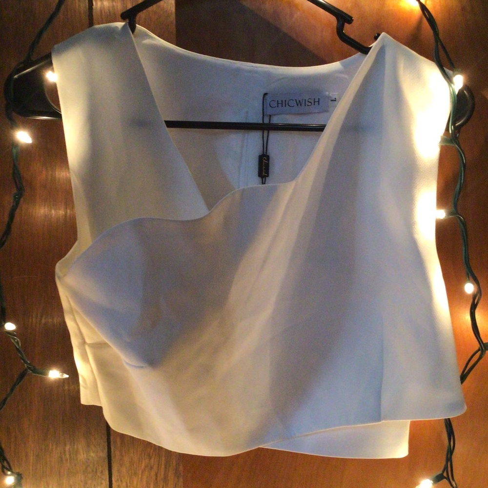 Chicwish white, dressy crop top medium